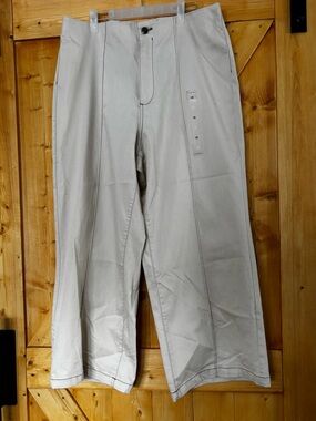 Tommy Hilfiger High-Rise Wide Leg Trousers - Stone Beige - Size 18 Plus Size